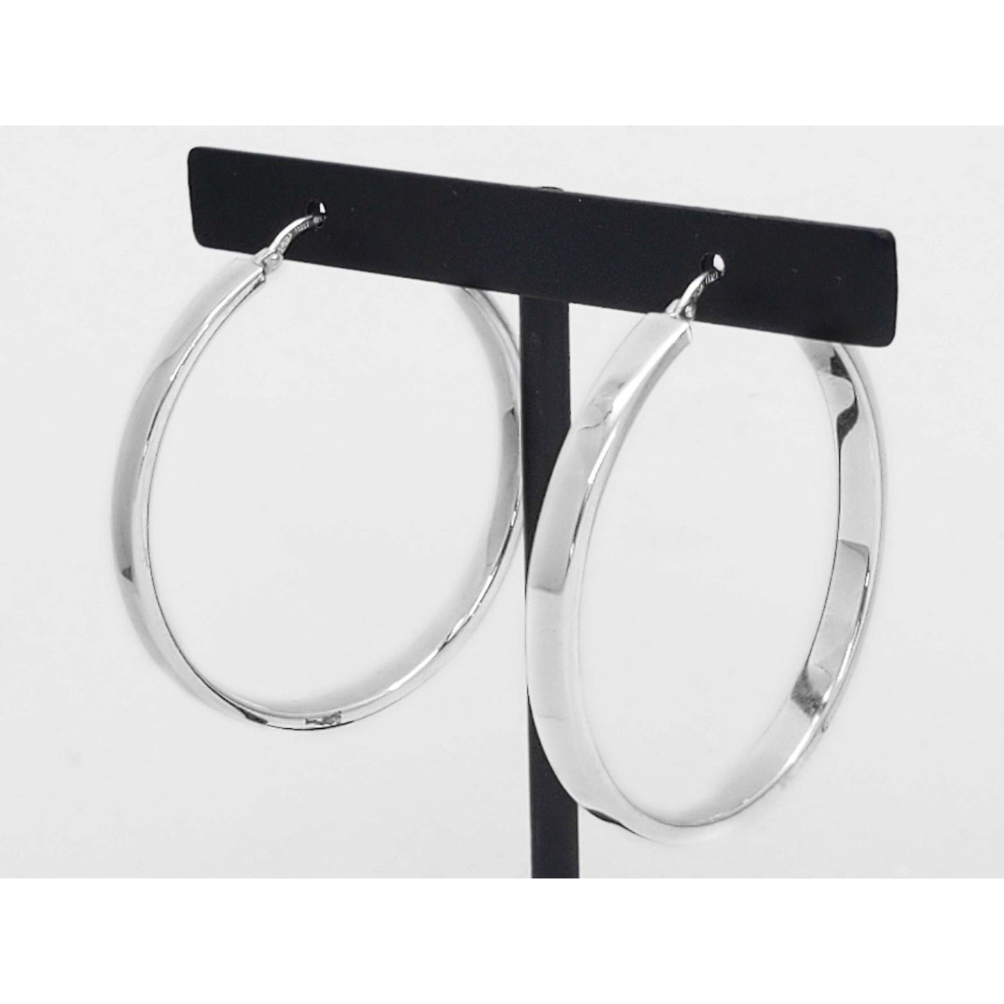 Itaor Italy 4mm Wide Hoop Earrings 41.5mm Diameter Sterling Silver