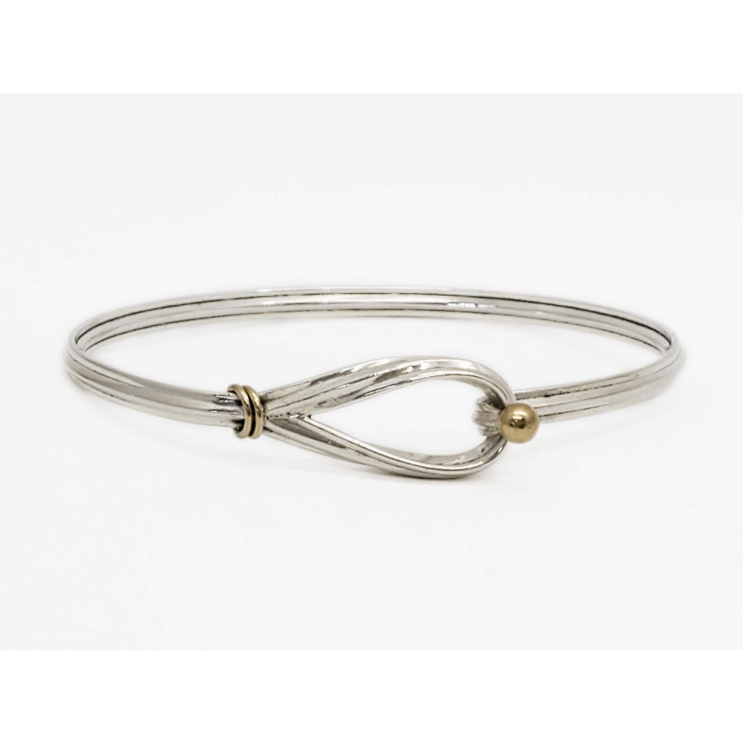 Tiffany & Co Hook Ribbon Knot Bangle Bracelet Sterling Silver & 18k Gold