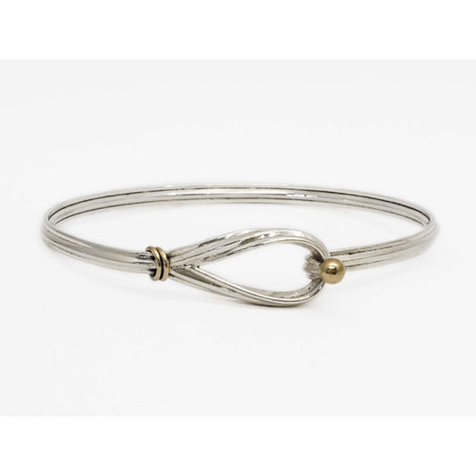 Tiffany & Co Hook Ribbon Knot Bangle Bracelet Sterling Silver & 18k Gold