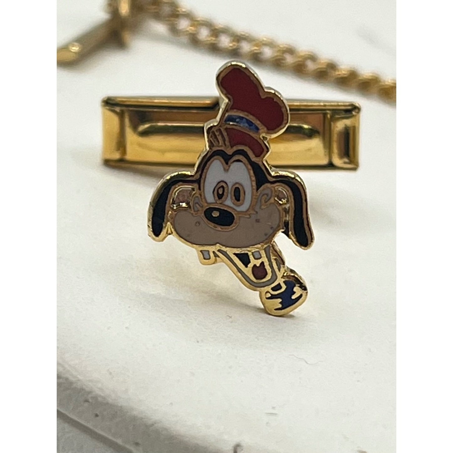 Vintage Disney Goofy Cufflinks Tie Tack Gold Tone Classic Cartoon Collectible