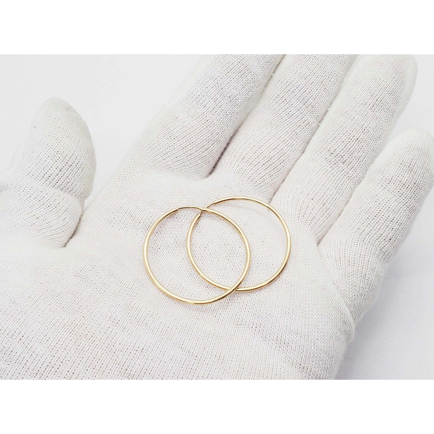 1.5mm Wide Hoop Earrings 14k Gold 32mm Diameter