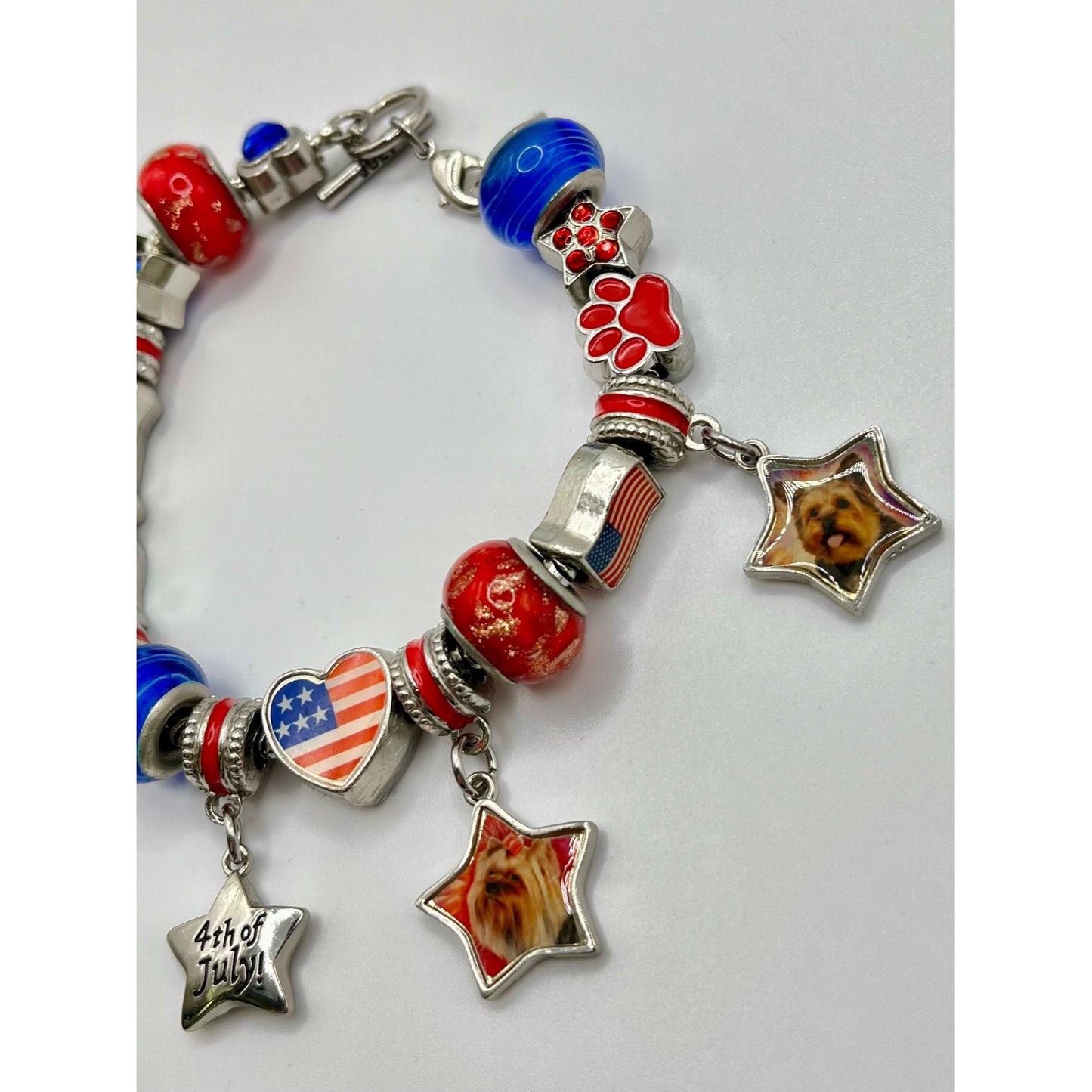 Willabee & Ward Yorkie Dog Lover Charm Bracelet July Base Metal America 4th USA