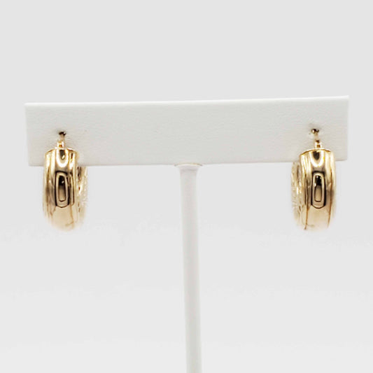 Shrimp Rib Polished Finish Huggie Hoop Earrings 10k Gold