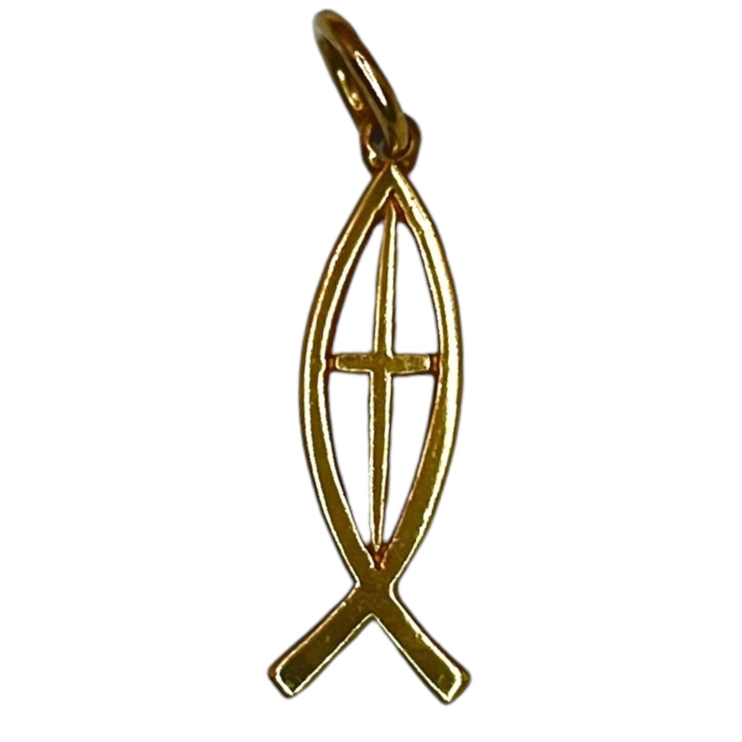 James Avery 14K Yellow Gold Ichthus Fish Cross Pendant Charm