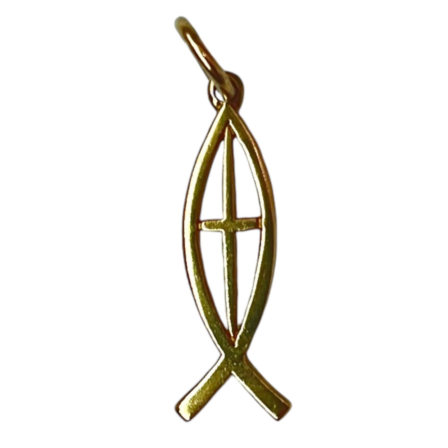 James Avery 14K Yellow Gold Ichthus Fish Cross Pendant Charm