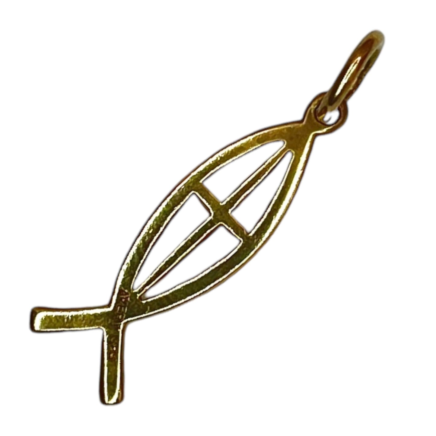 James Avery 14K Yellow Gold Ichthus Fish Cross Pendant Charm