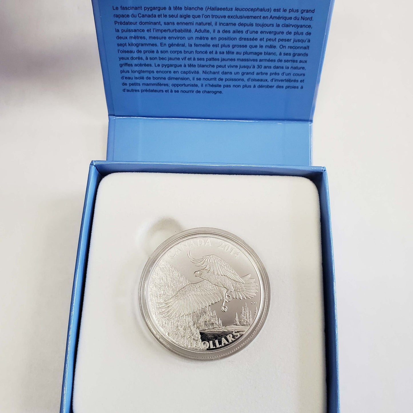 Royal Canadian Mint 2014 $100 1 oz .999 Fine Silver Bald Eagle Coin w/Box