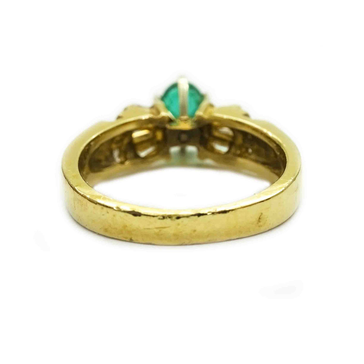 Natural Kelly Green Emerald & Diamond Ring 14k Gold Size 6.75