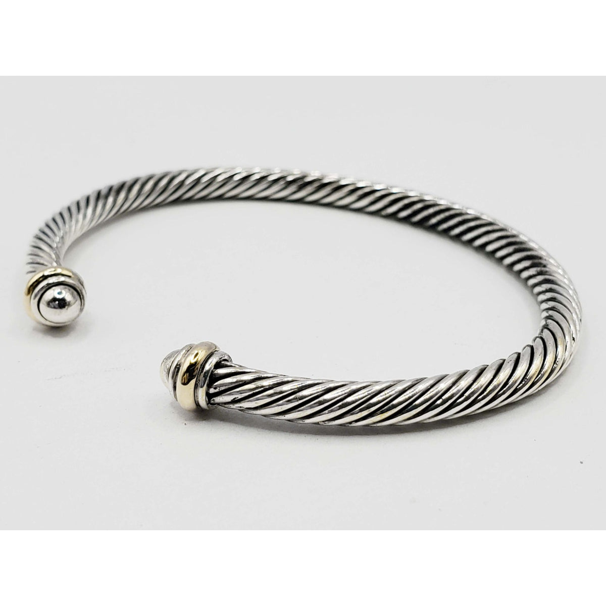 David Yurman Classic Cable Cuff Bracelet 4mm Sterling Silver 18k Gold Medium