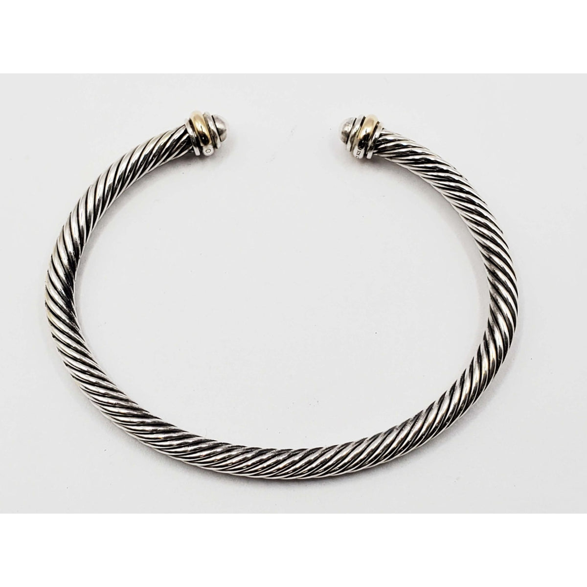 David Yurman Classic Cable Cuff Bracelet 4mm Sterling Silver 18k Gold Medium