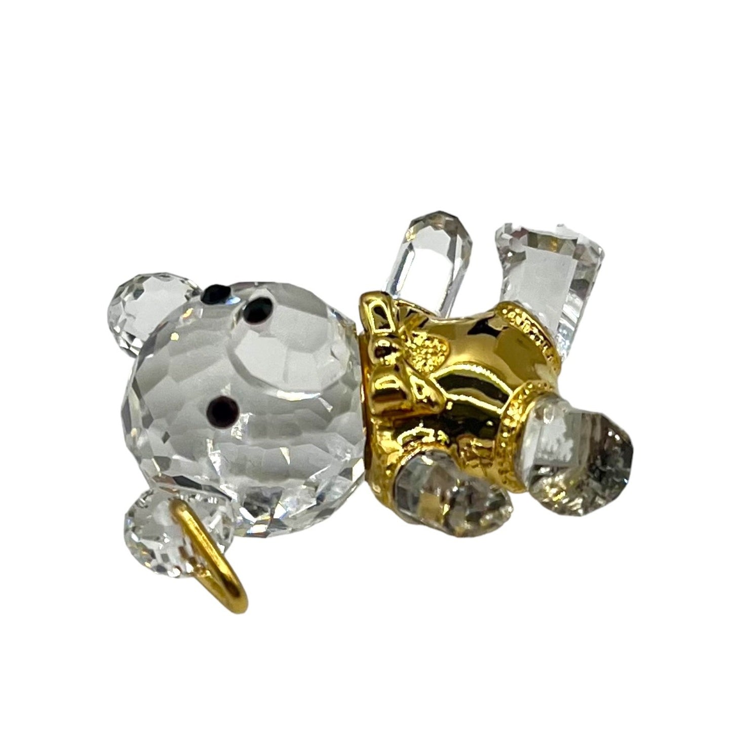 Vintage Swarovski Crystal Memories Teddy Bear Boy Pendant Accessories Gold Tone