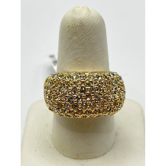 Vintage St. John Gold Tone Pave Crystal Ring Wide Band Statement Size 7.5