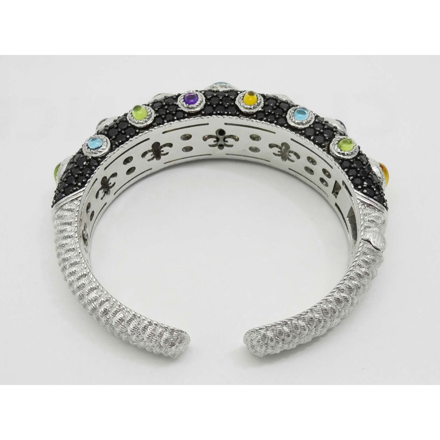 Judith Ripka Multi Gem Cuff Bracelet Sterling Silver