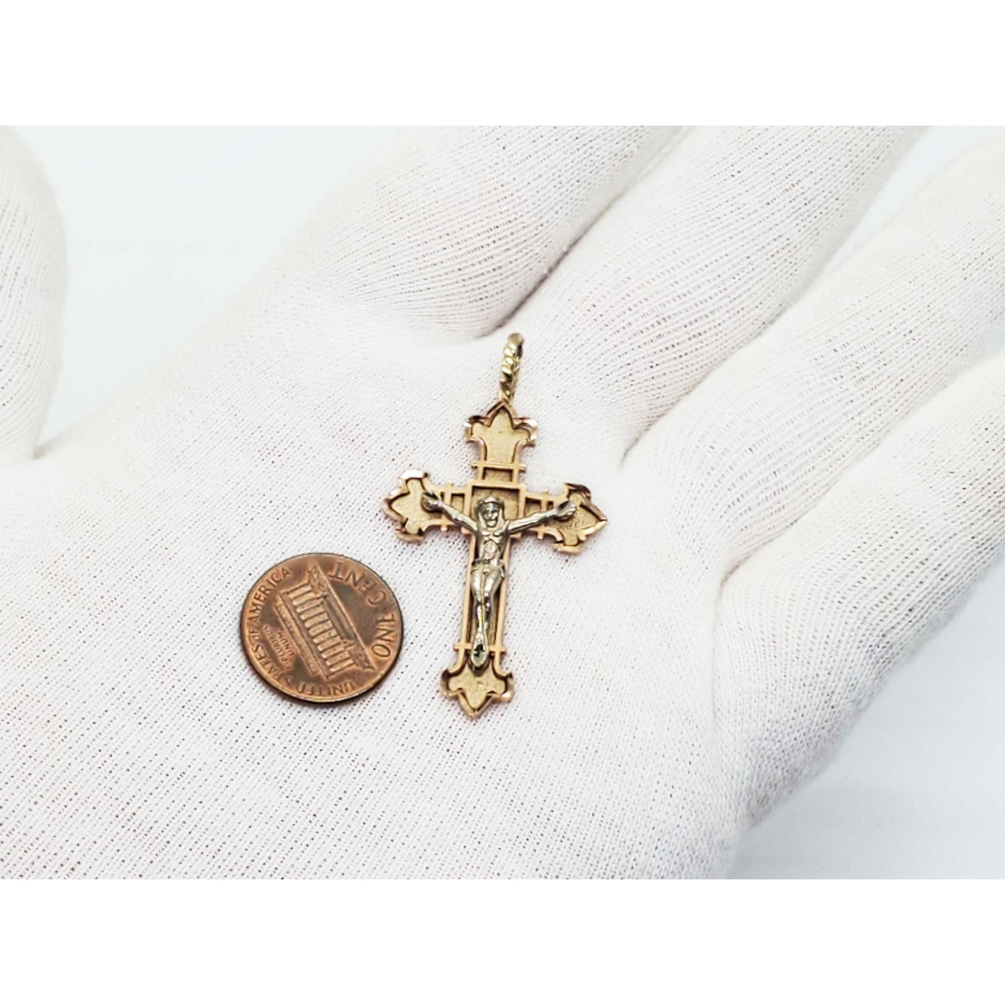 Michael Anthony Designer Crucifix Pendant 14k Two-Tone Gold