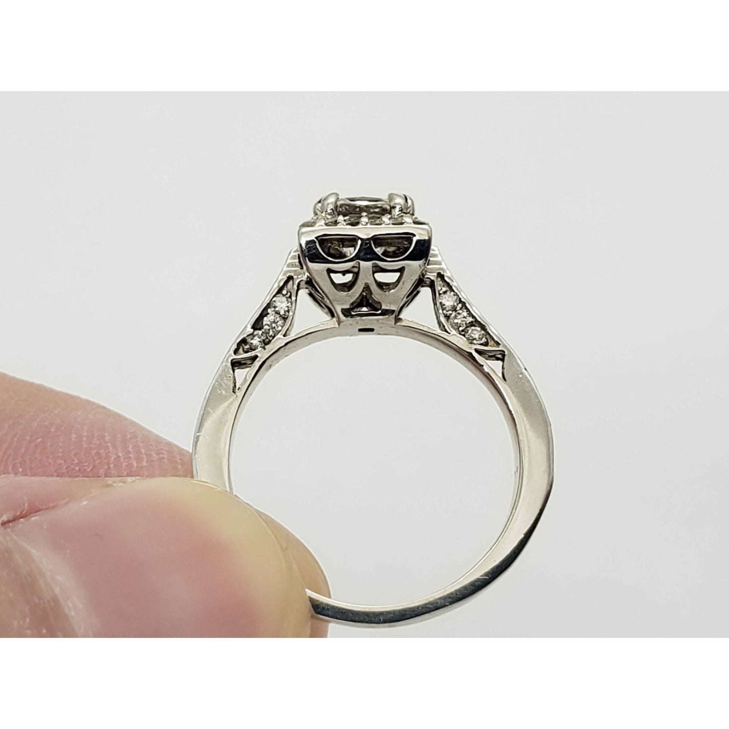 0.96 ctw GIA Princess Natural Diamond Engagement Ring 18k White Gold Size 5