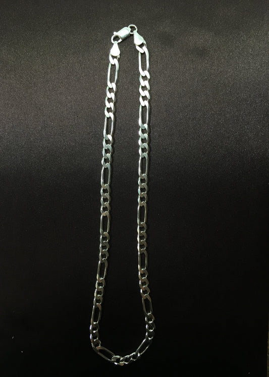 925 Sterling Silver Figaro Chain Necklace Made in Italy