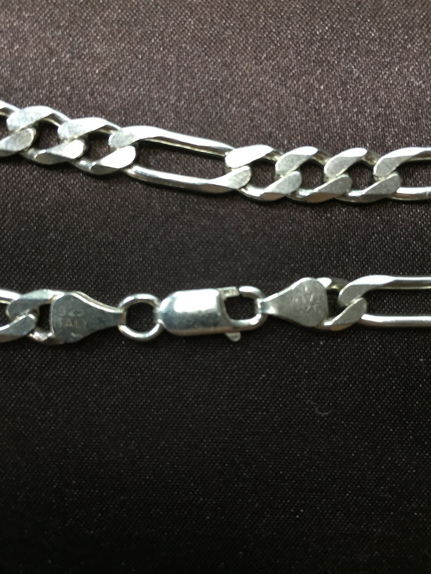 925 Sterling Silver Figaro Chain Necklace Made in Italy