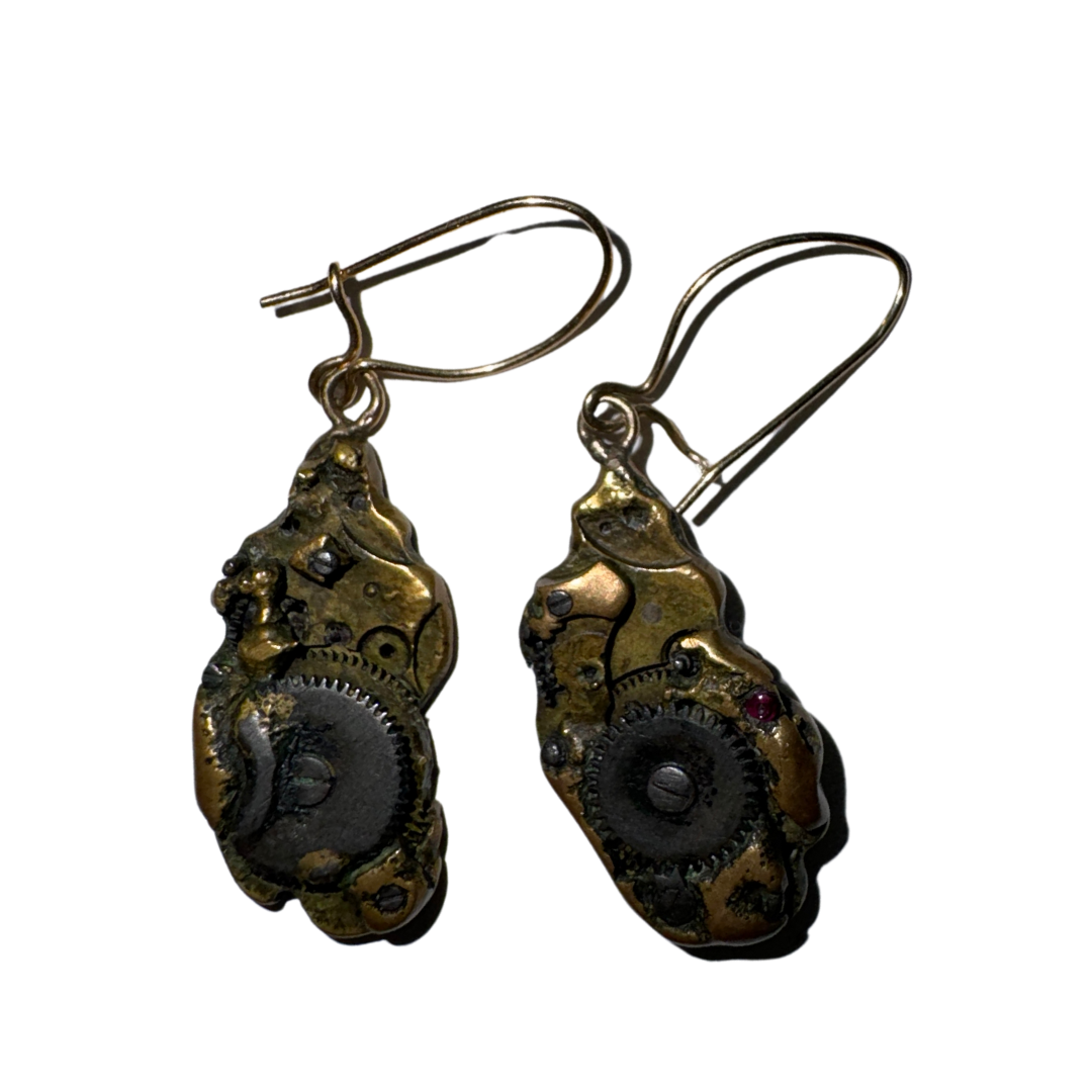 Unique Watch Movement Earrings with Kidney Backs