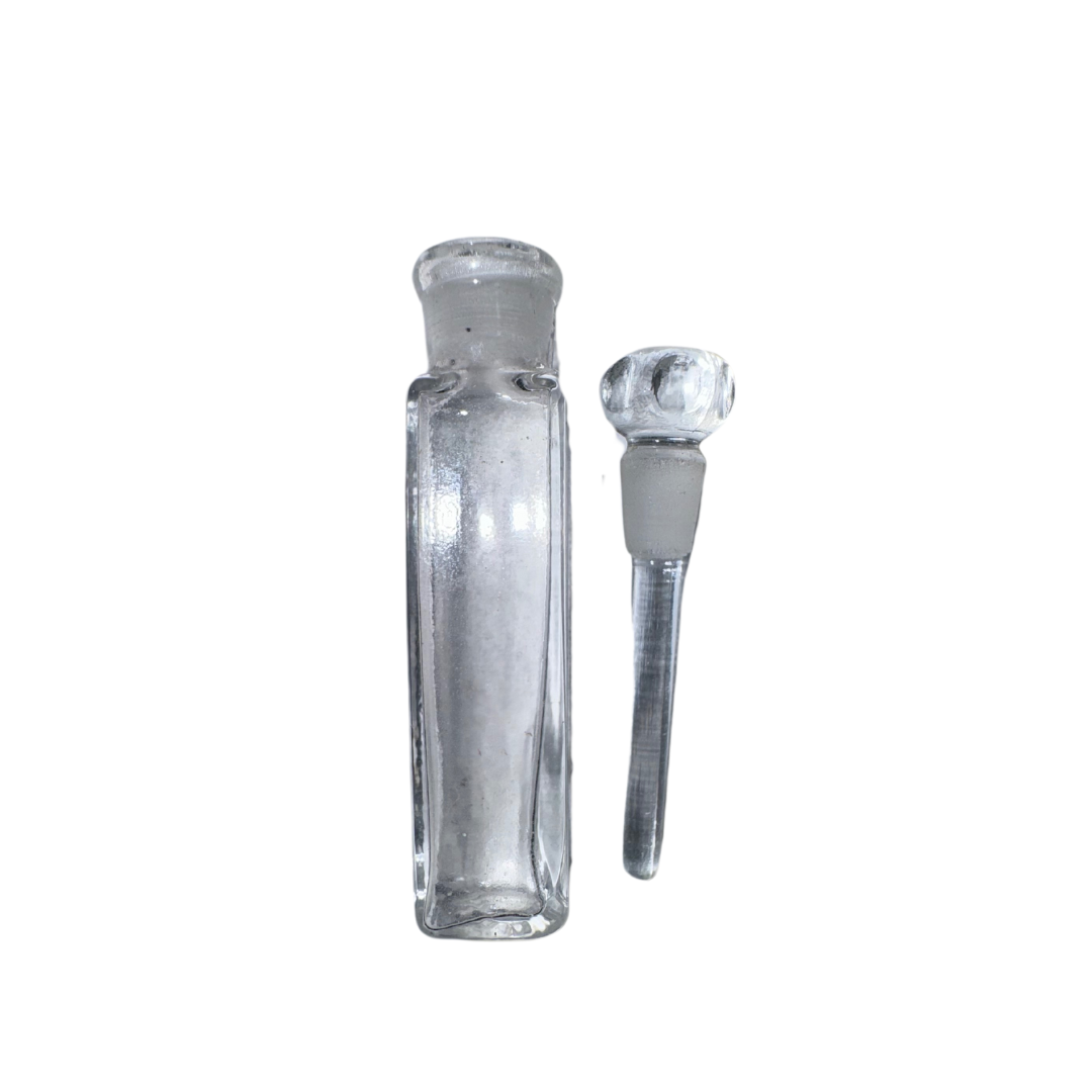 Vintage Glass Perfume Vial with Dabber and Sterling Silver Holder by Wells