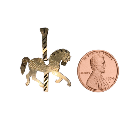 14k Yellow Gold Carousel Horse Charm Pendant