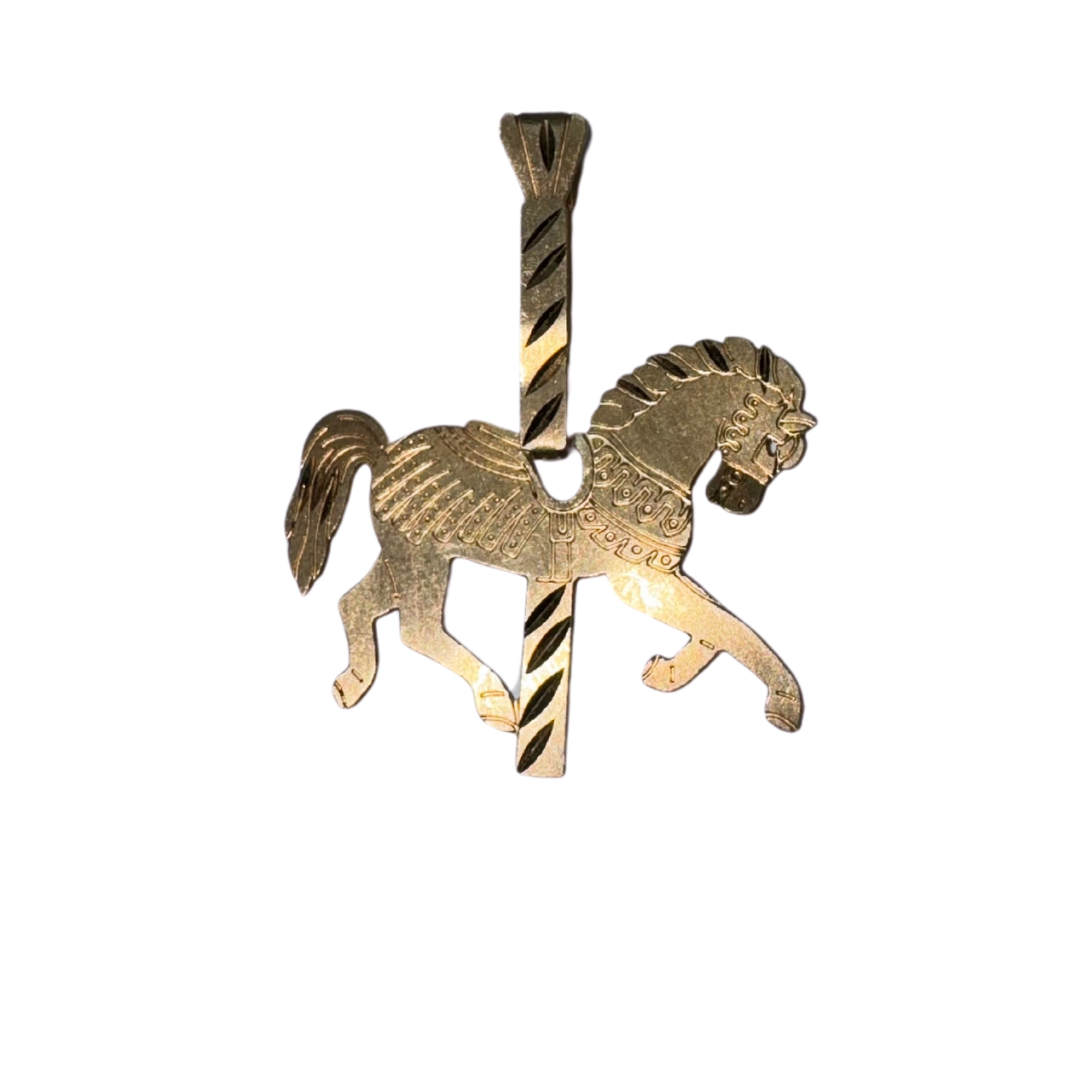 14k Yellow Gold Carousel Horse Charm Pendant