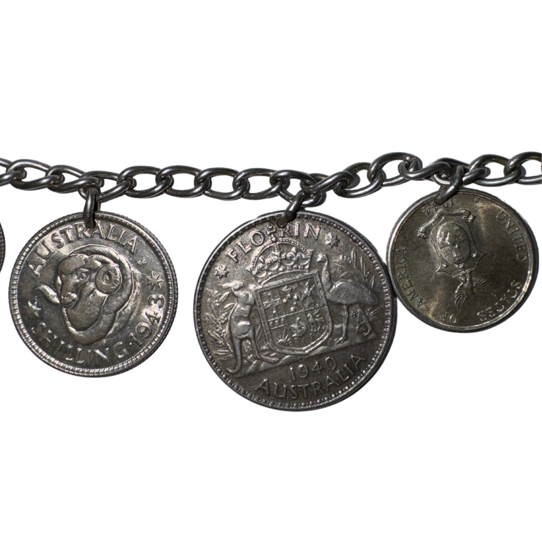 Vintage Worldwide Assorted Silver Coin Bracelet