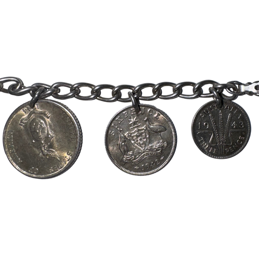 Vintage Worldwide Assorted Silver Coin Bracelet