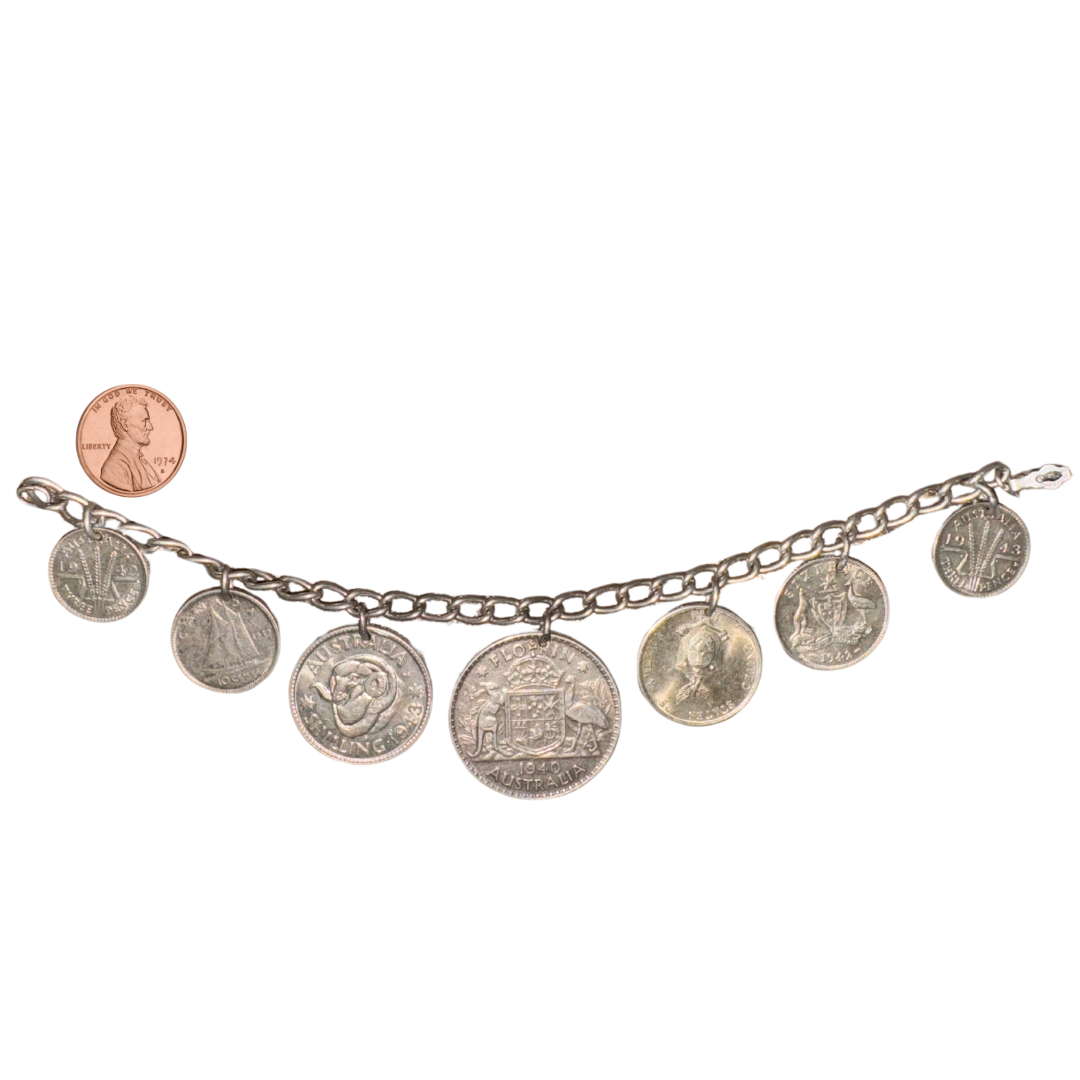 Vintage Worldwide Assorted Silver Coin Bracelet