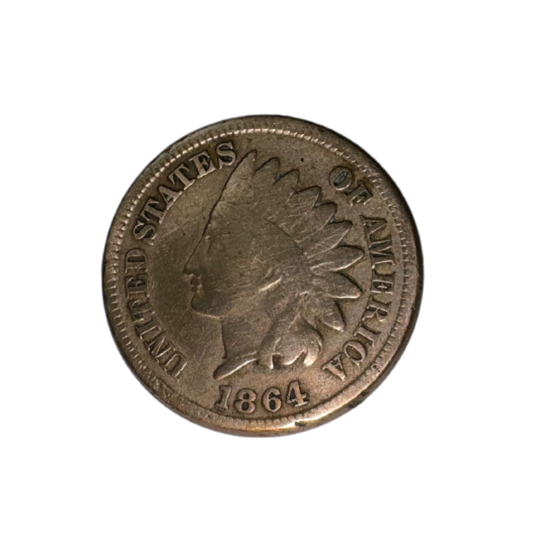 1864 Indian Head Cent Fine F Bronze Coin