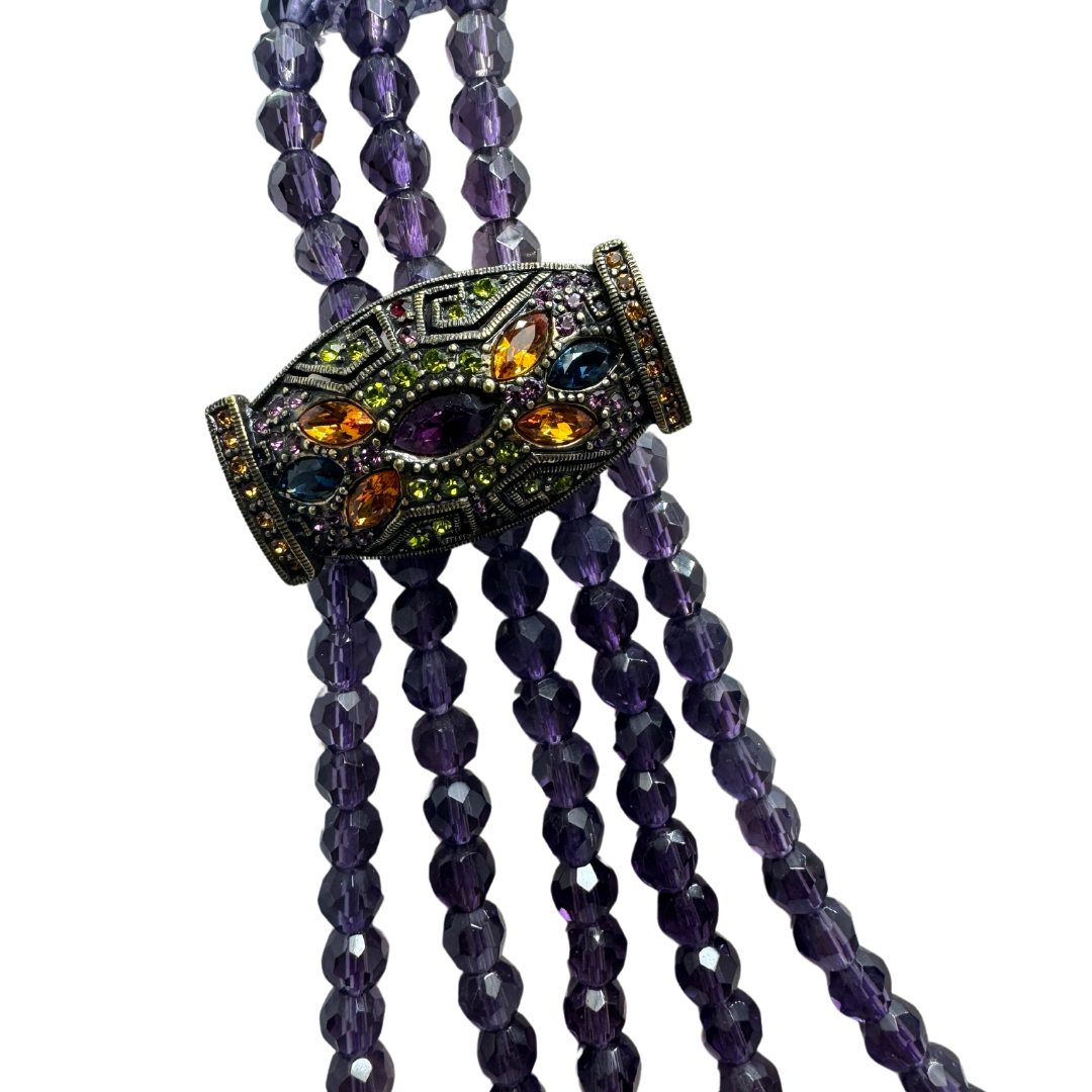 Heidi Daus Multi-Stone Purple Faceted Bead 5 Strand Necklace&nbsp;