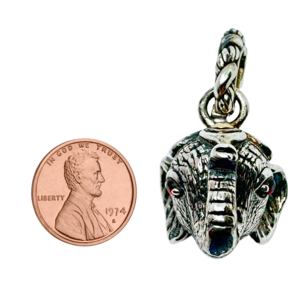 Jai by John Hardy Sterling Silver/14K Gold Gemstone Large Elephant Pendant