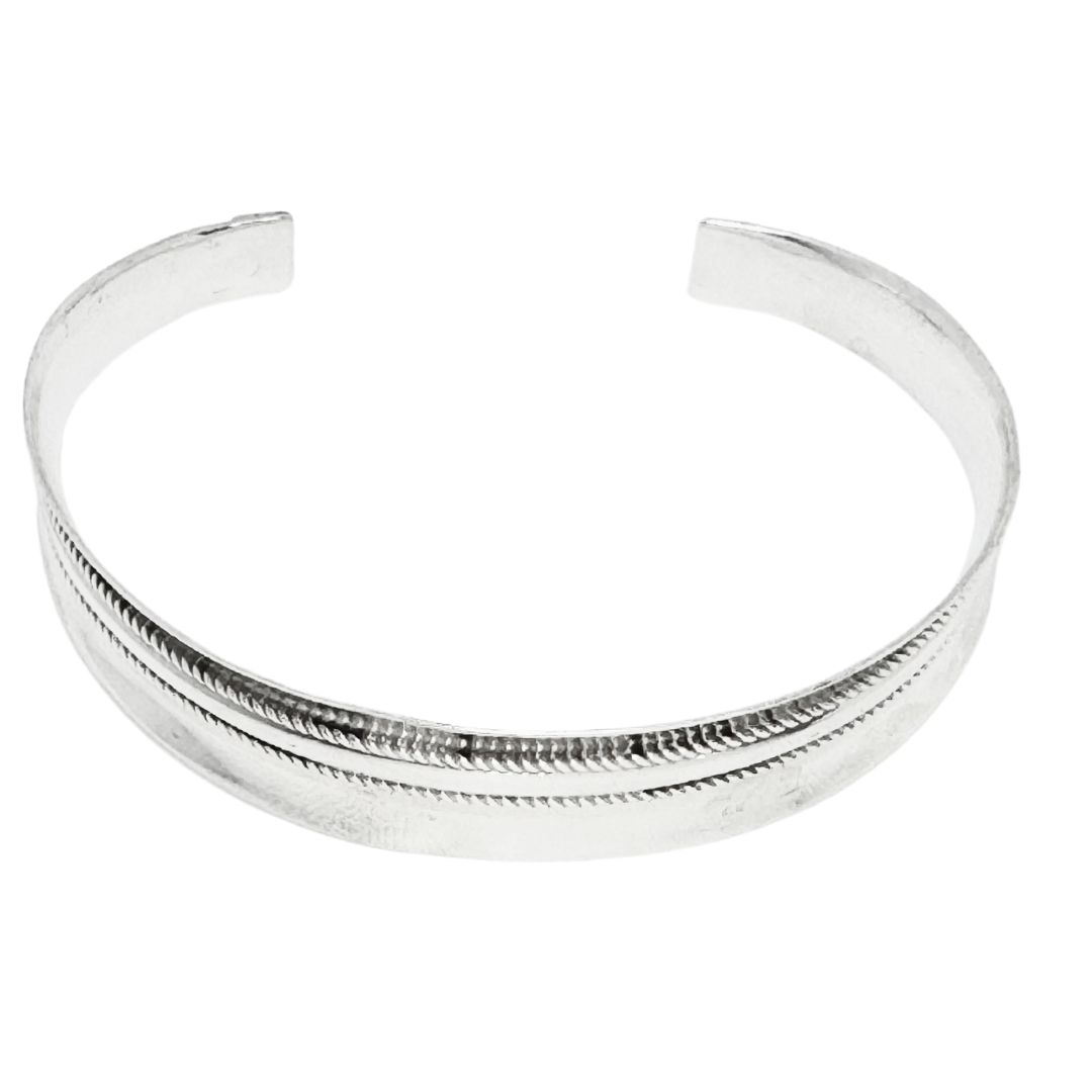 SS Men's Double Ribbed Cuff Bracelet