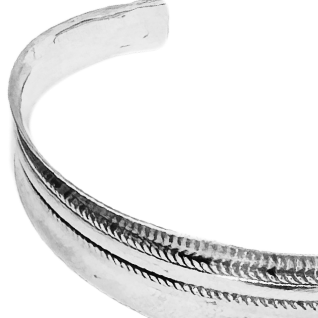 SS Men's Double Ribbed Cuff Bracelet