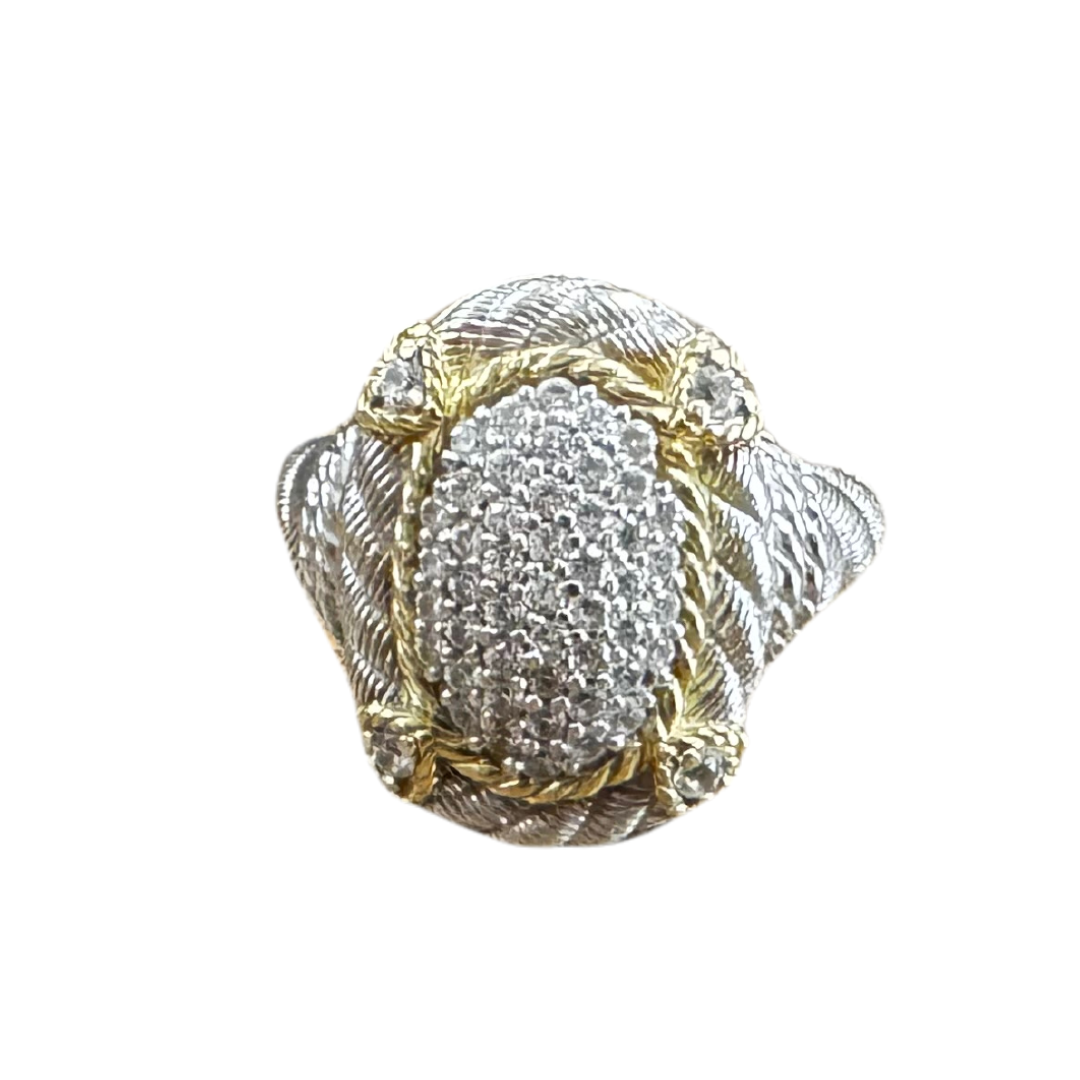 Judith Ripka Oval Pave CZ & 925 Sterling Silver Ring