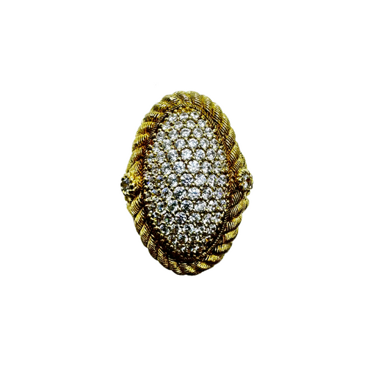 Judith Ripka Pave CZ Gold Vermeil SS Oval Rope Ring