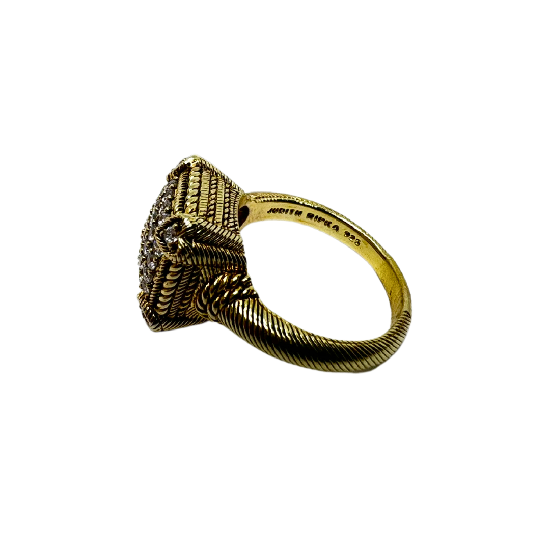 Judith Ripka Gold Vermeil SS CZ Pave Square Heart Olivia Ring