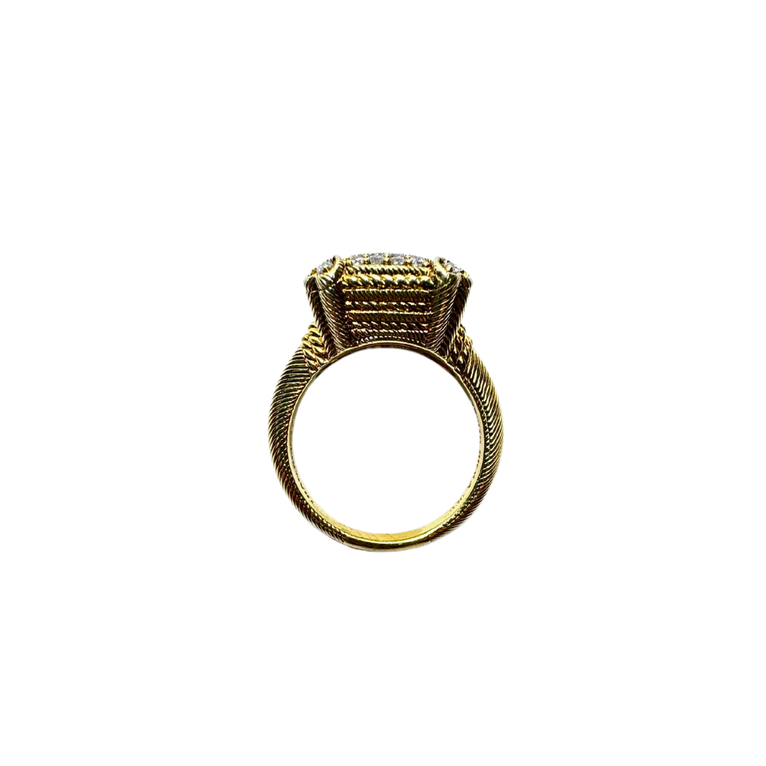 Judith Ripka Gold Vermeil SS CZ Pave Square Heart Olivia Ring