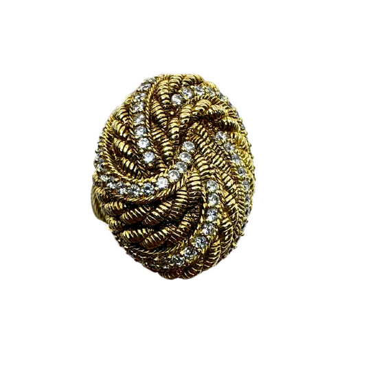 Judith Ripka Pave CZ Gold Vermeil SS Oval Ring