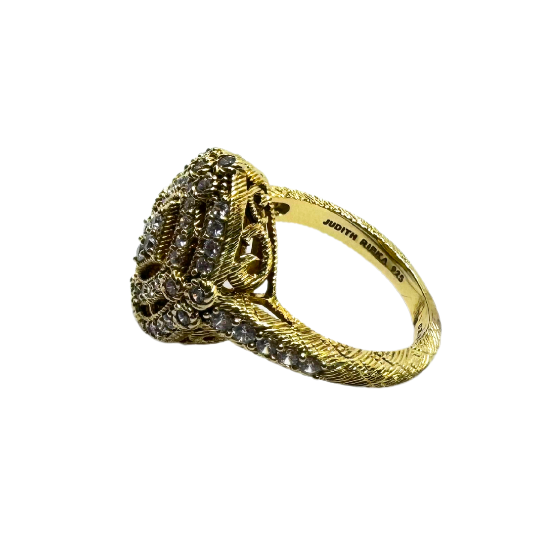 Judith Ripka Pave CZ Gold Vermeil SS  Ring