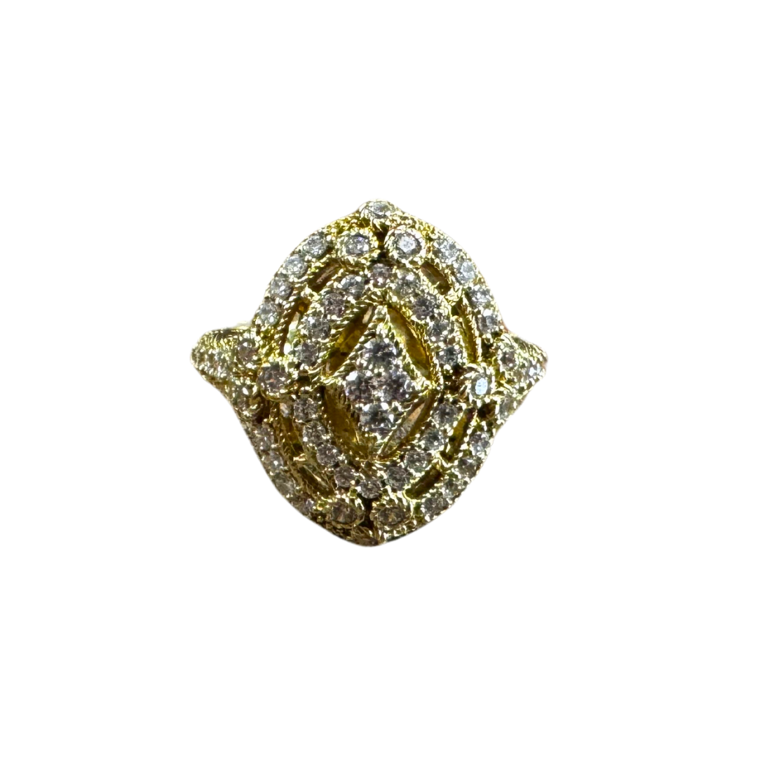 Judith Ripka Pave CZ Gold Vermeil SS  Ring