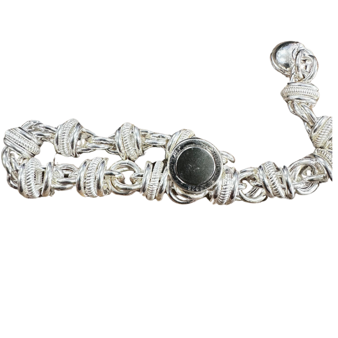 925 Milor Italy Sterling Silver Rolo Rope Cut Link Bracelet w/ Magnetic Clasp FS