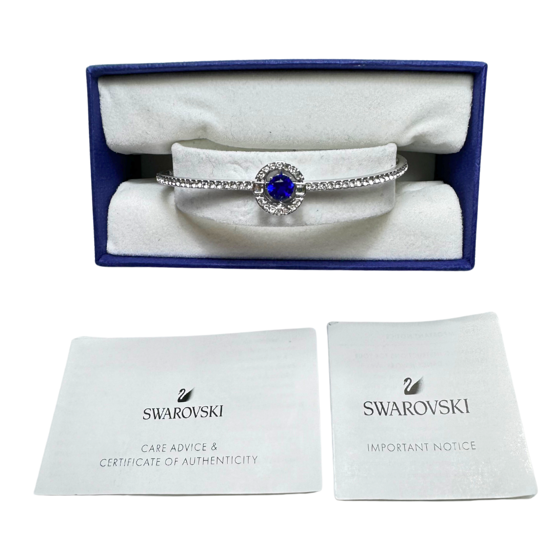 Swarovski Crystal Blue Sparkling Dance Collection Rhodium Plated White Bangle