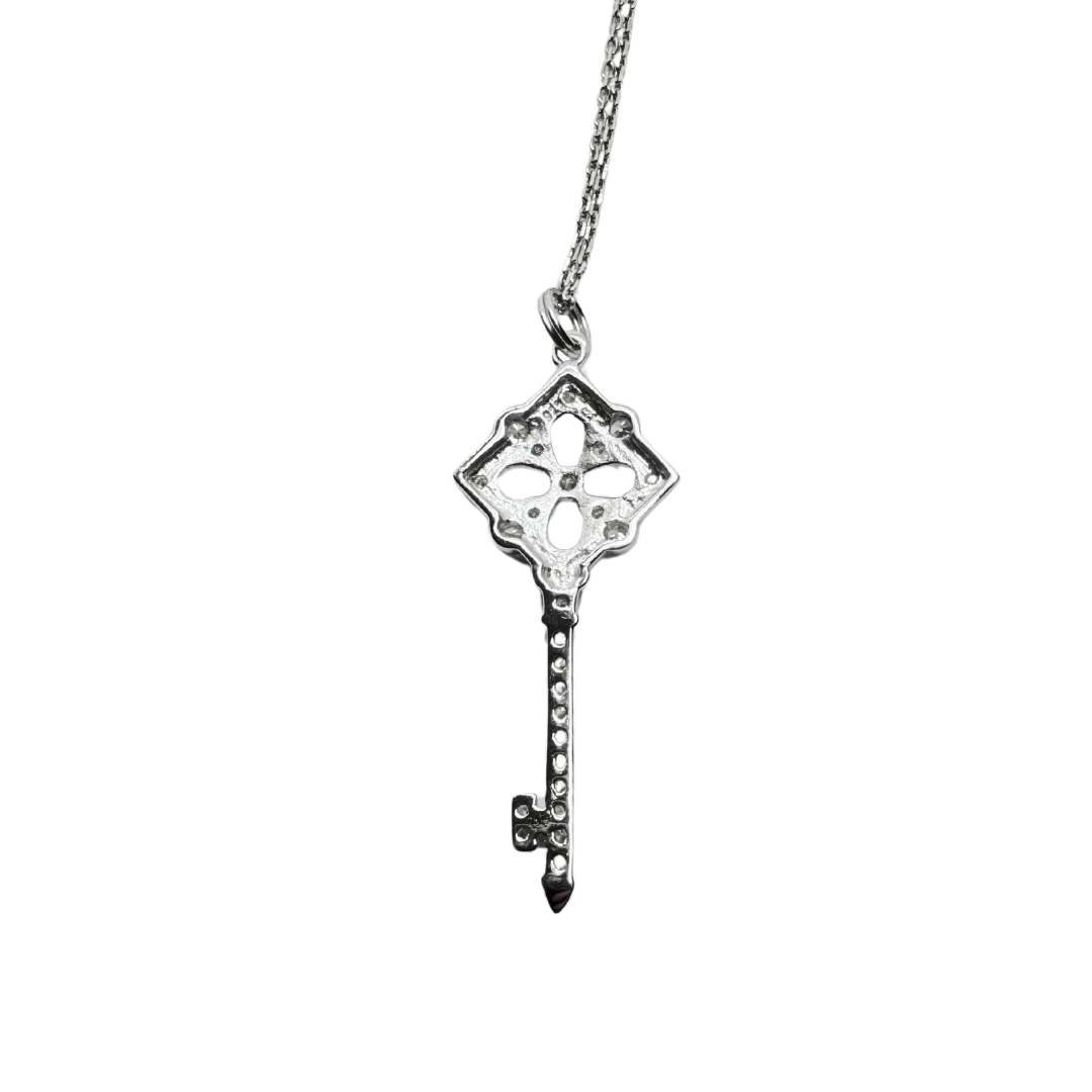 Key Pendant Necklace Sterling 925 CZ