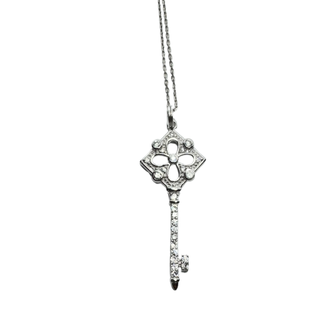 Key Pendant Necklace Sterling 925 CZ