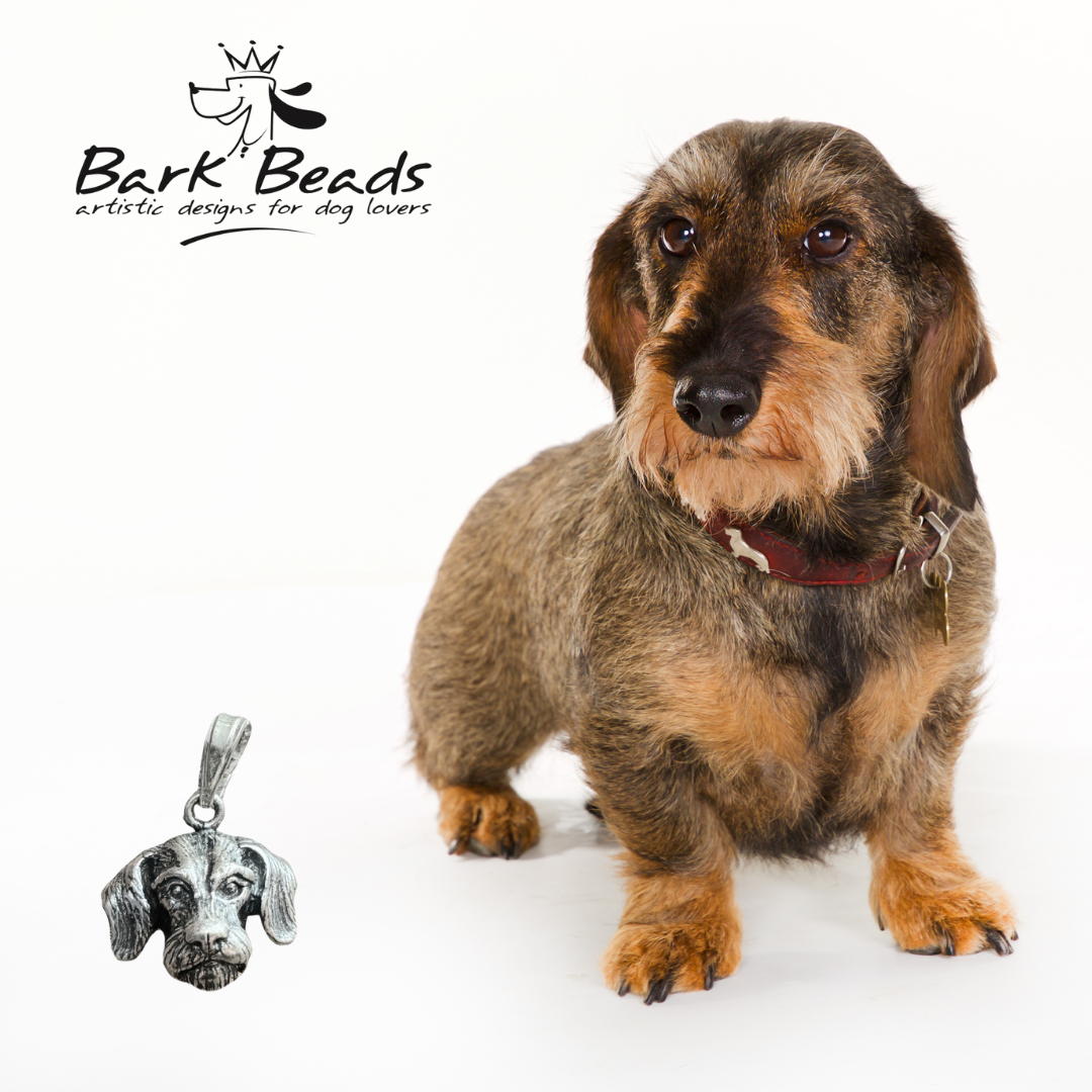 SS Wirehaired Dachshund Bark Beads Pendant