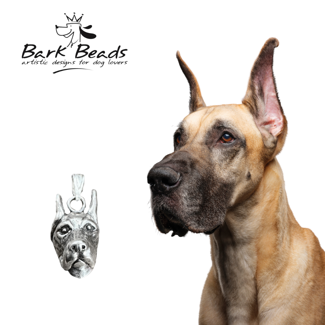 SS Great Dane Bark Beads Pendant