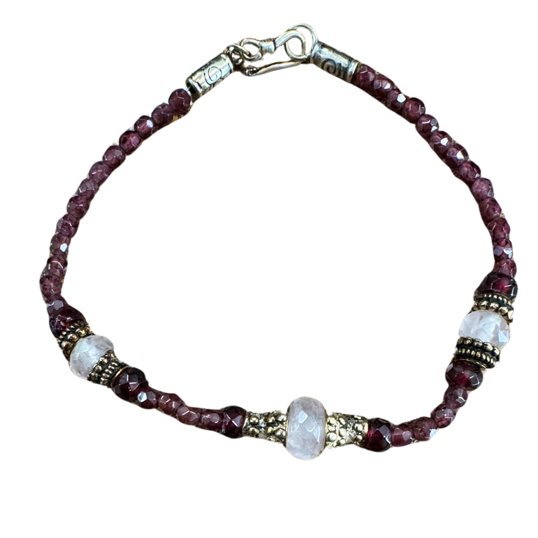 Almandine Silver Beaded SS Bracelet