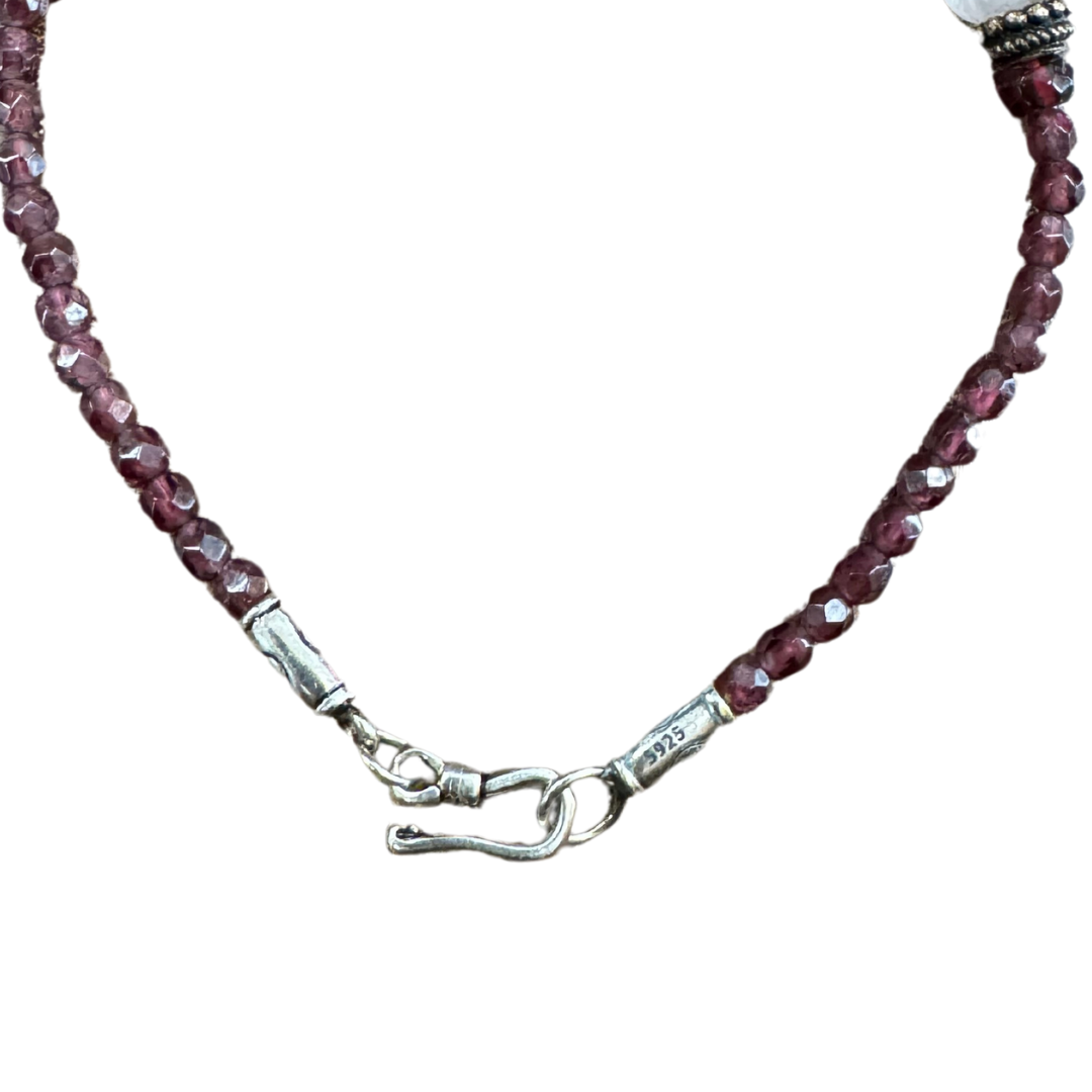 Almandine Silver Beaded SS Bracelet