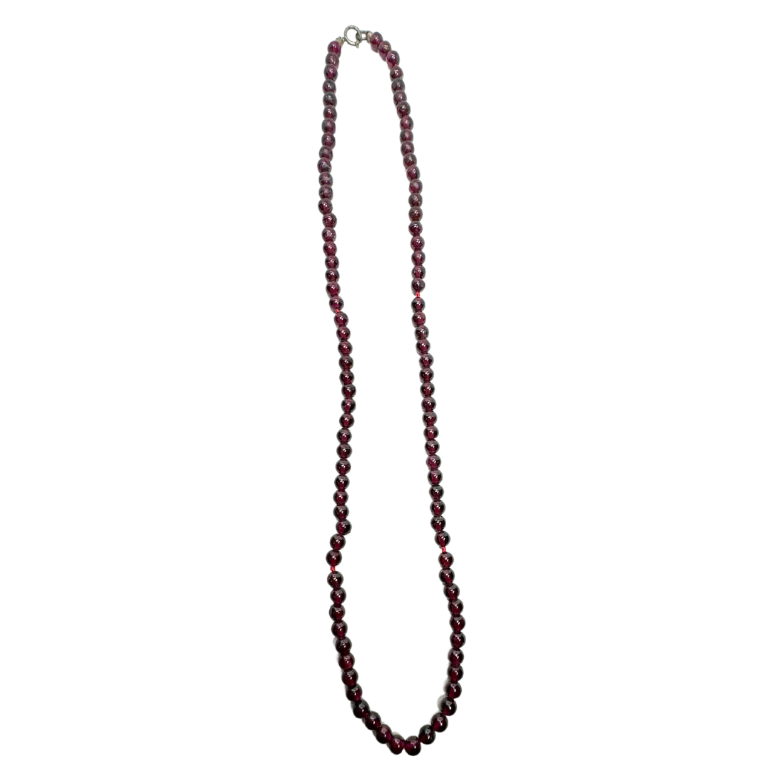 Almandine Beaded SS Clasp Necklace