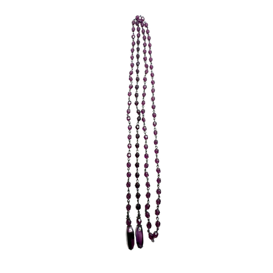 Amethyst Faceted Bead Necklace with No Clasp